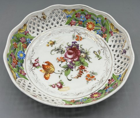 Vintage Bavaria Porcelain Laced Floral Bowl