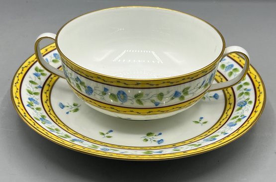 Limoges Ceralene Porcelain Teacup & Saucer Set - Made In France - 2 Piece Lot
