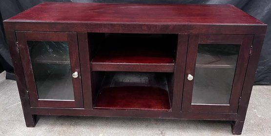 Media/Entertainment Console With Double Glass Door Cabinets