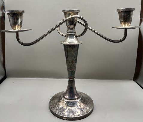 W.A Silver Plated Brass 3-arm Candelabra - Made In Korea