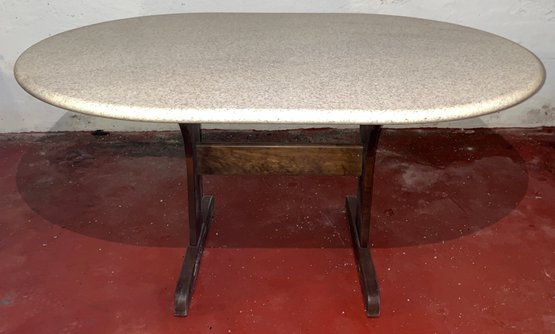 Faux Granite-top Dining Table With Wooden Base