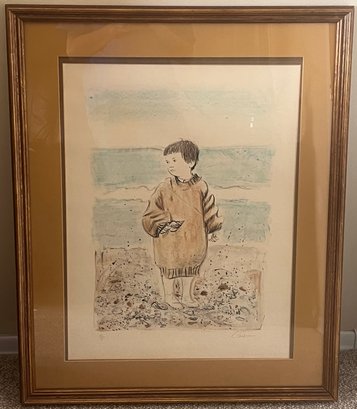 Signed Goodman' Little Boy At The Beach' Framed Litho 118/250