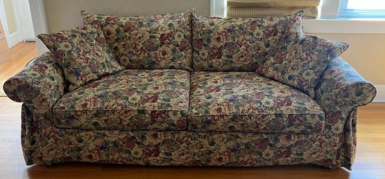 Harden Floral Pattern Upholstered Sofa With Two Throw Pillows