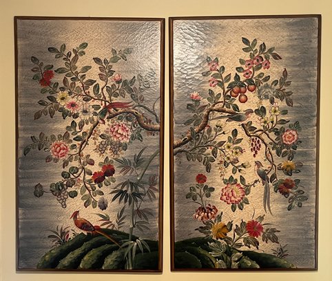 Decorative Crafts Hand Crafted Wooden Floral Pattern Wall Plaques - 2 Total