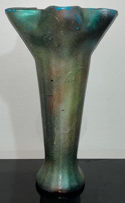 Hand Painted Glass Ruffled Vase
