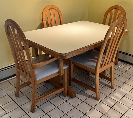 Lustig Brothers Inc - Wooden Laminated Kitchenette Table And Cushioned Chair Set - 5 Piece Lot