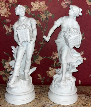 Moreau Biscuit Porcelain Figurines - Made In France - 2 Total