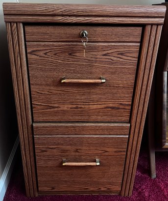 Two-Drawer Locking Filing Cabinet With Built-In Hanging File Folder Rails