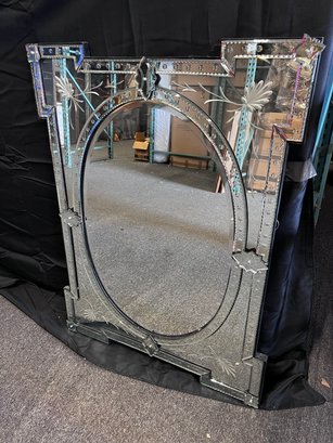 Vintage Etched Beveled Layered Wall Mirror