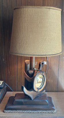 Nautical Mirrored Wooden 3-way Setting Table Lamp