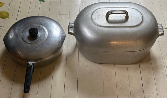 Wagner Ware Aluminum Magnalite Lidded Roaster Pot & Pan Set - 2 Pieces Total