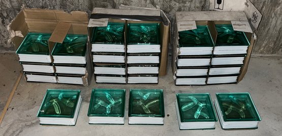 Metalized Emerald Glass Blocks - 27 Total