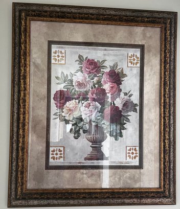 Signed Framed Flowers In Vase Print