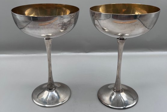 Eales 1779 Silver Plate Pair Of Chalices Made In Italy