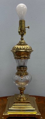 Heavy Brass & Crystal Table Lamp (no Shade)