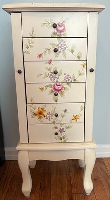 Hand Painted Standing 4 Drawer Jewelry Chest
