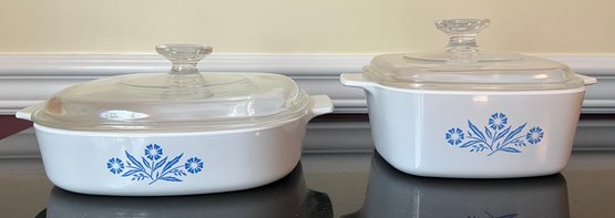 Corning-ware Blue Cornflower Casserole Dishes With Lids - 4 Pieces