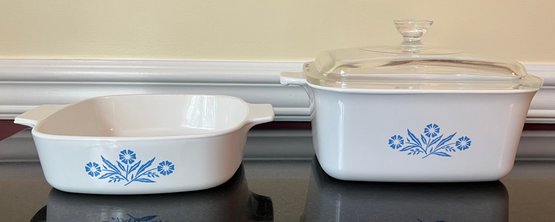 Corning-ware Blue Cornflower Casserole Dishes With Lid - 3 Pieces
