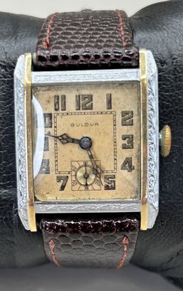Vintage Bulova Watch With Genuine Leather Band