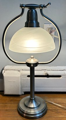 Brushed Nickel And Glass Table Lamp