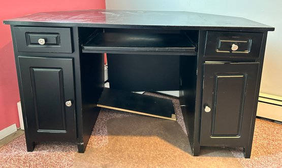 2 Drawer Black Corner Computer Desk