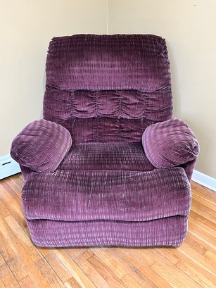 Upholstered Overstuffed Purple  Recliner Chair