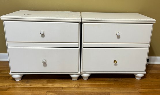White 2 Drawer Night Tables, 2 Piece Lot