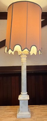Italian Neoclassical Column Motif Marble Table Lamp