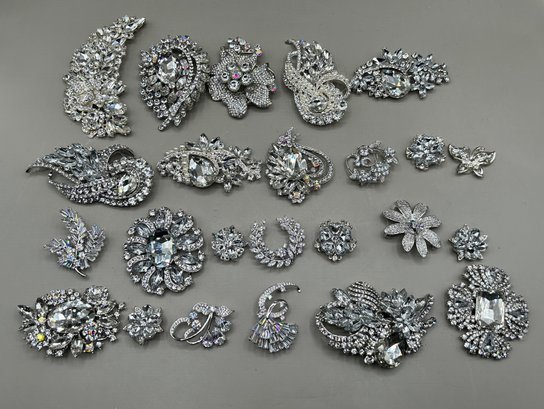 Assorted Rhinestone Brooches, Pin Removed