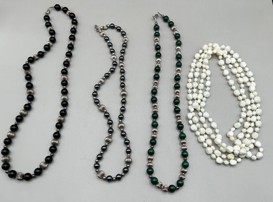 Assorted Lot Of Beaded Costume Necklaces, 4 Piece Lot