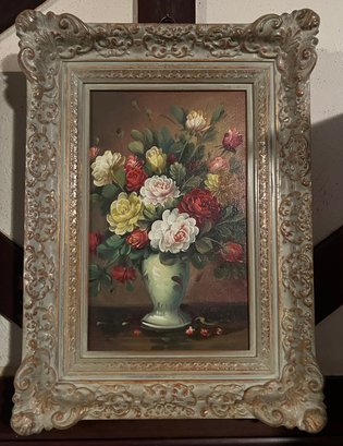 Artist Signed Floral Still-life Painting Framed