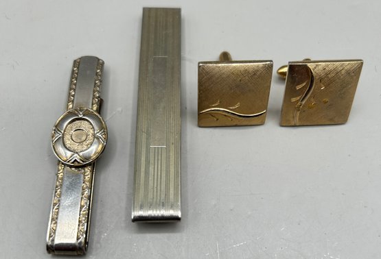 Tie Clips And Cufflinks, 3 Piece Lot