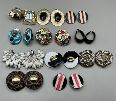 Assorted Clip On Earrings, 11 Piece Lot