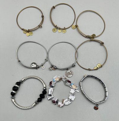 Assorted Lot Of Bangle Bracelets, 9 Piece Lot