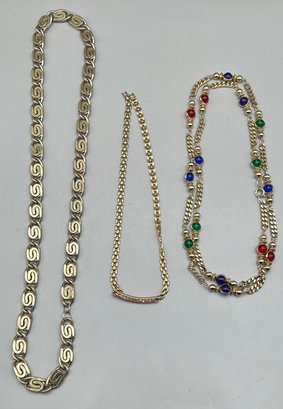 Assorted Costume Jewelry Necklaces, 3 Piece Lot