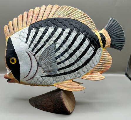 Hand Crafted Wood Fish Sculpture