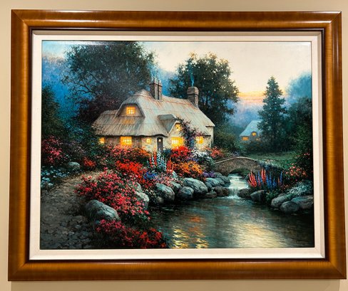 Sergon Julias Signed Oil On Canvas Cottage Landscape Numbered 7/375