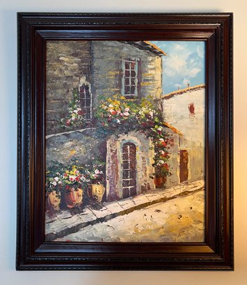 Tuscan Village Oil Painting Framed