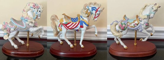 Lenox 1987 Legacy Carousel Horse , Lenox 1991 Patriotic Horse & Lenox 1995 Ivory Elegance Horse - 3 Pieces