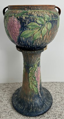 Majolica Art Pottery Jardiniere And Pedestal