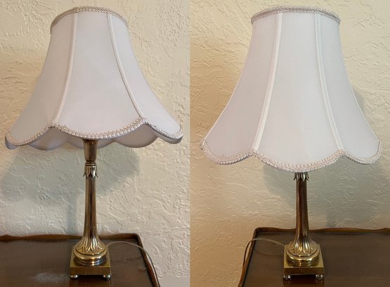 Brass Chamber-stick Table Lamps - 2 Pieces