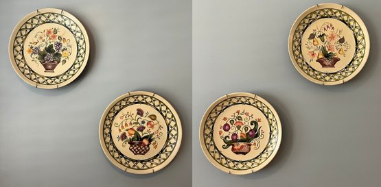 Decorative Floral Plates - 4 Pieces