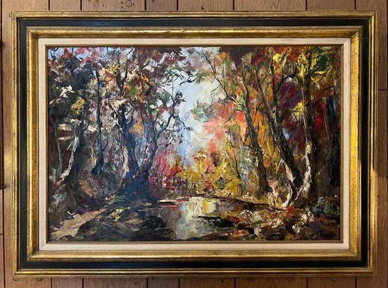 Autumn Forest Painting, Unsigned