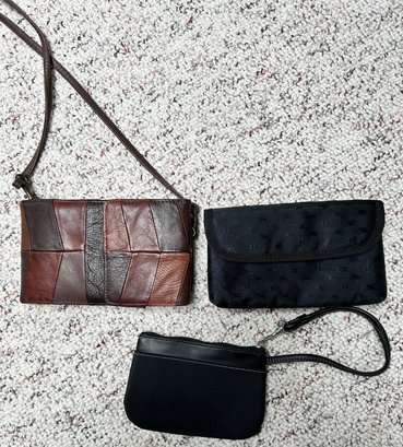 Wallet Shoulder Purse And 2 Clutch Wallet Bags, 3 Piece Lot