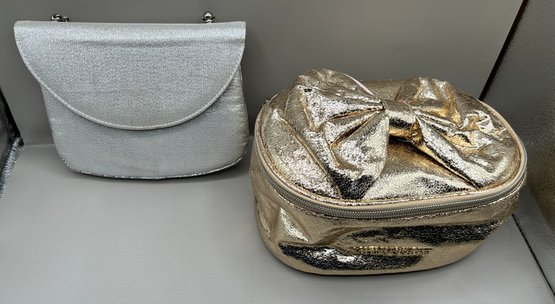 Victoria's Secret Makeup Bag And Silver Tone Evening Bag