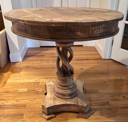 Braided Pedestal Mango Wood Accent Table