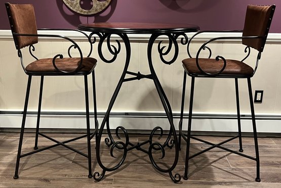 Pier 1 Imports Chesington Tuscan Brown Bar Table With Chairs - 3 Pieces