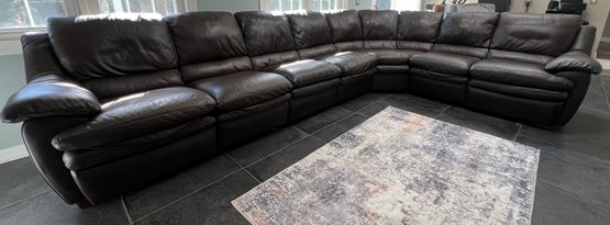 Raymor & Flanigan Walnut Leather 4 Piece Sectional Sofa