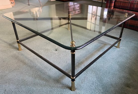 Giacometti Style Glass Top Coffee Table
