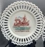 Antique Opalescent Milk Glass Plate Set - 5 Total - U.S. Battleship - Maine